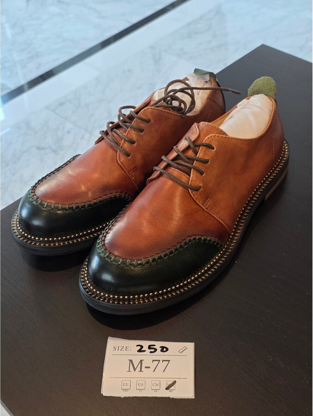 Men's Brown & Green Leather Brogue Oxfords